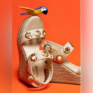 Larroude Milan Espadrille In Beige Raffia